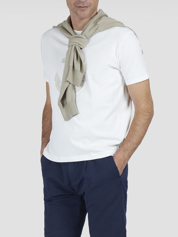 T-Shirt In Jersey Di Cotone Con Ricamo Ancora-2