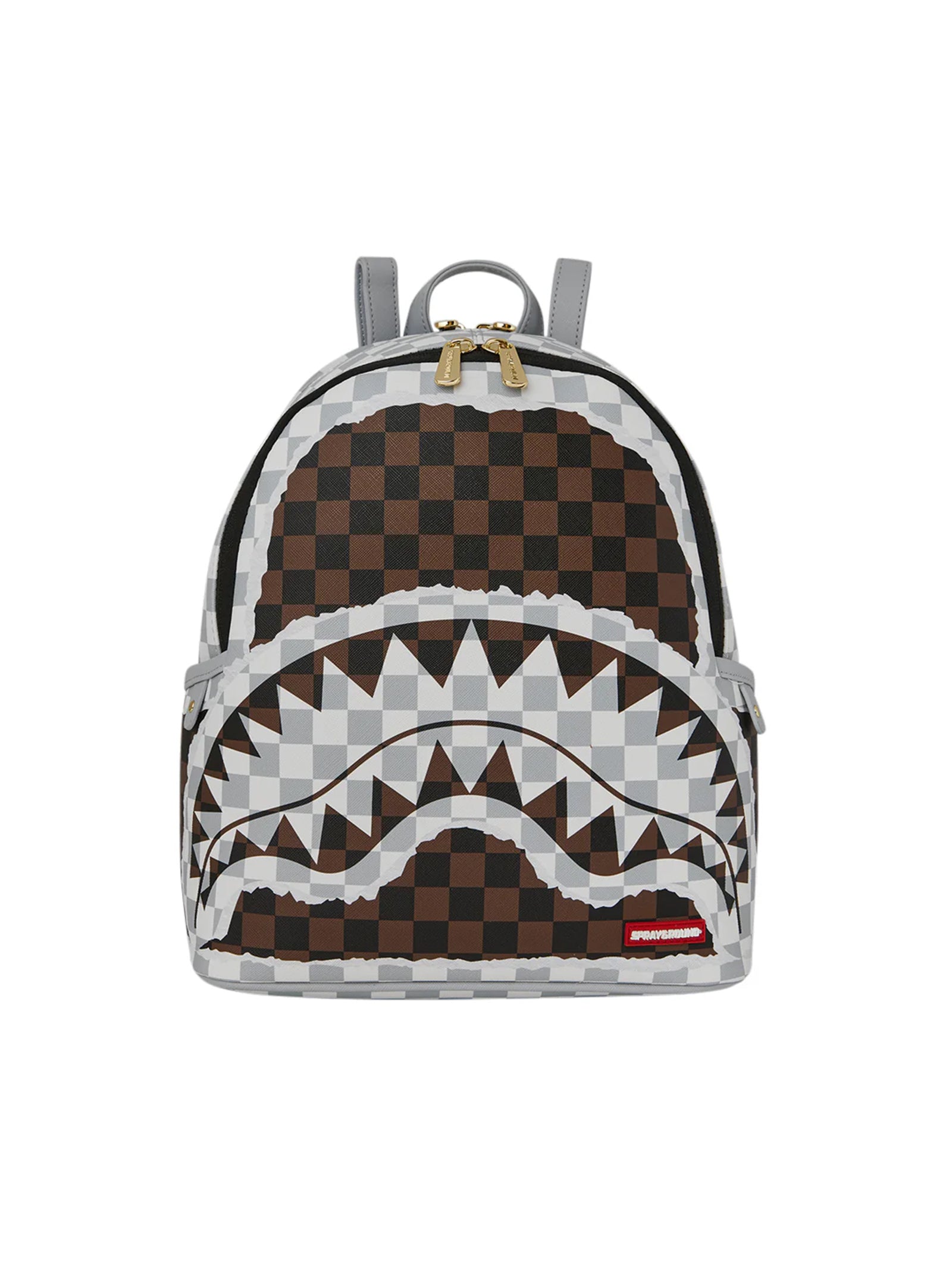 Cream And Brown Tear Check Savage Backpack-1