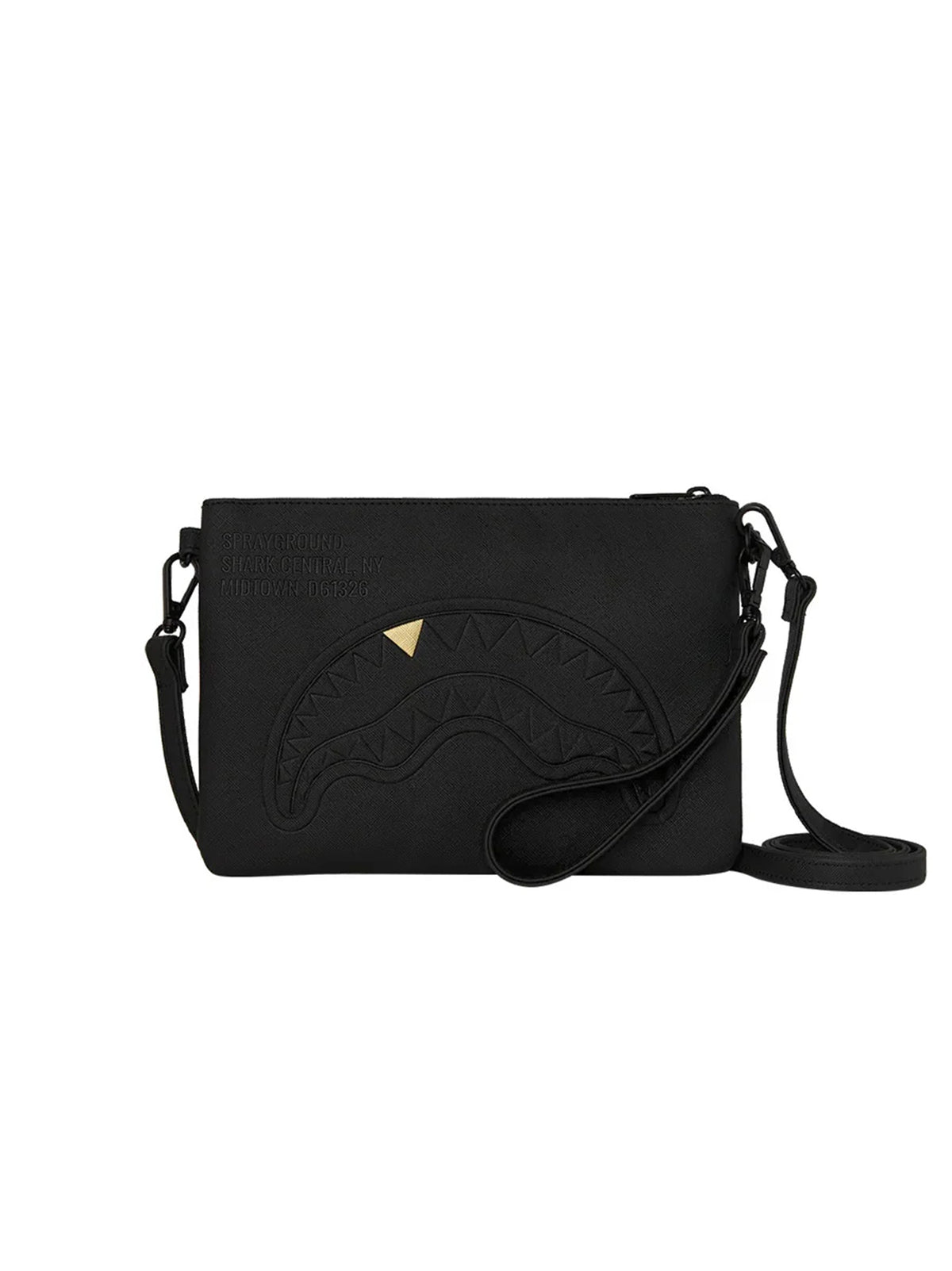 Sprayground Pochette Blacked Out Embossed Gold Tooth Crossover-1