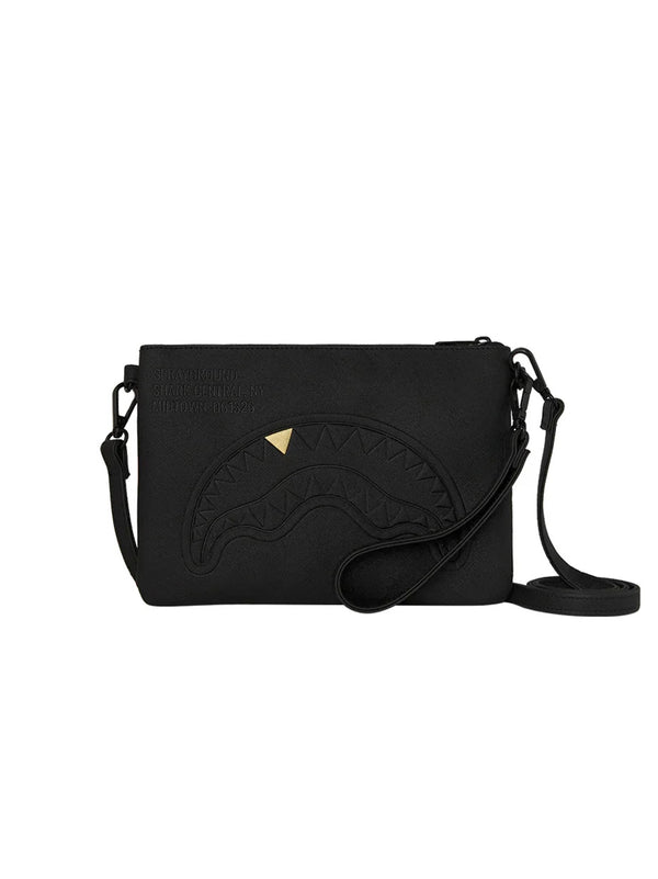 SPRAYGROUND POCHETTE BLACKED OUT EMBOSSED GOLD TOOTH CROSSOVER-SPRAYGROUND-910B9327NSZ BLACK