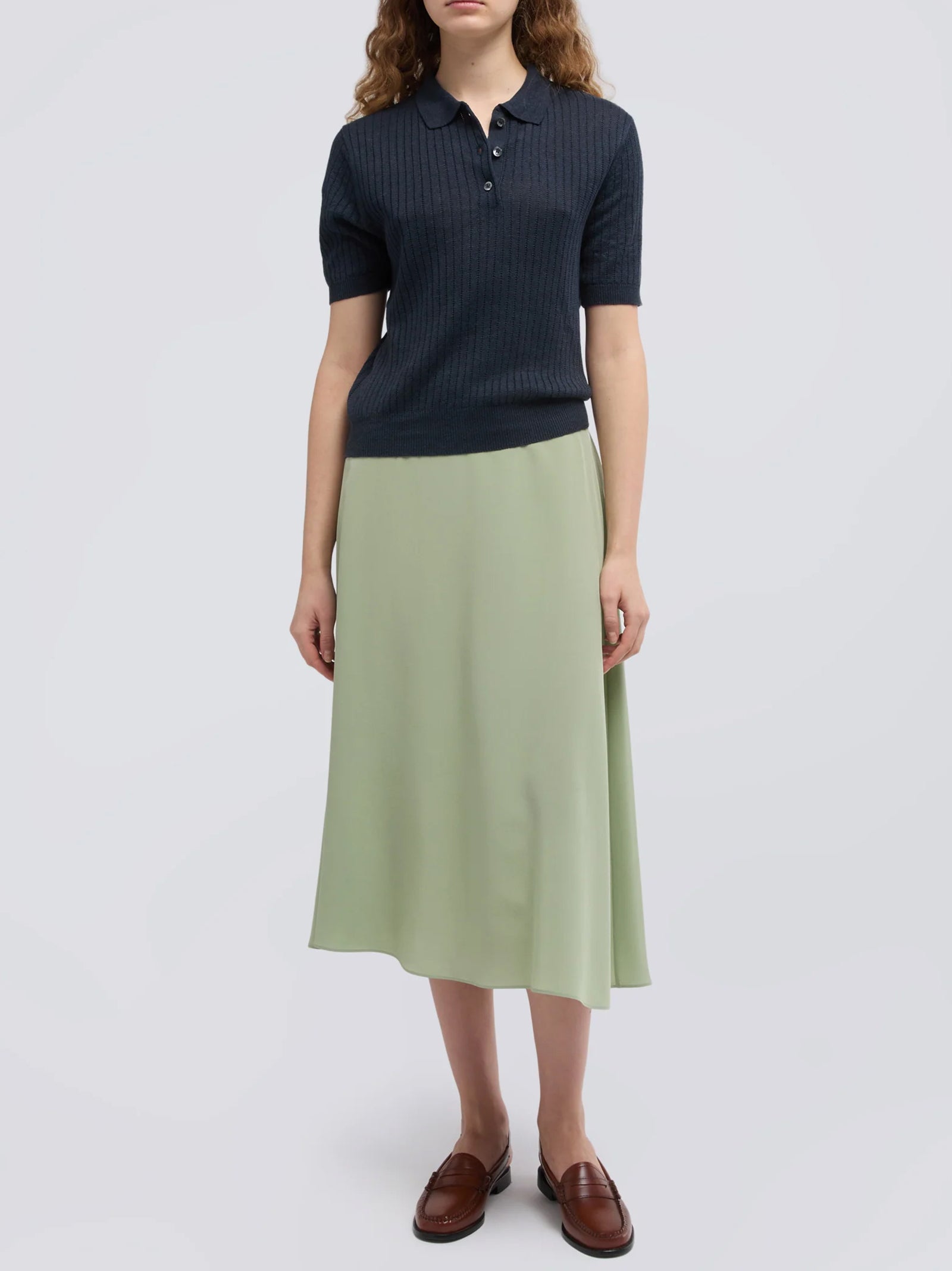 Gonna Lunga In Crepe De Chine Di Seta-2
