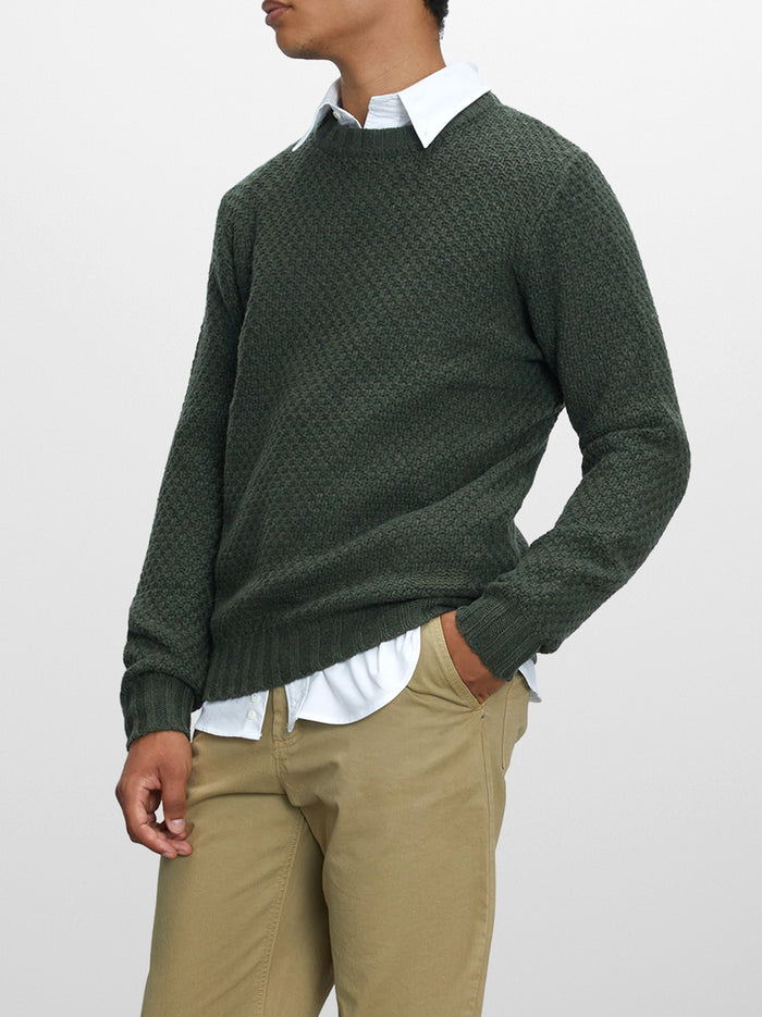 Shetland Wool Crew Neck Sweater-2