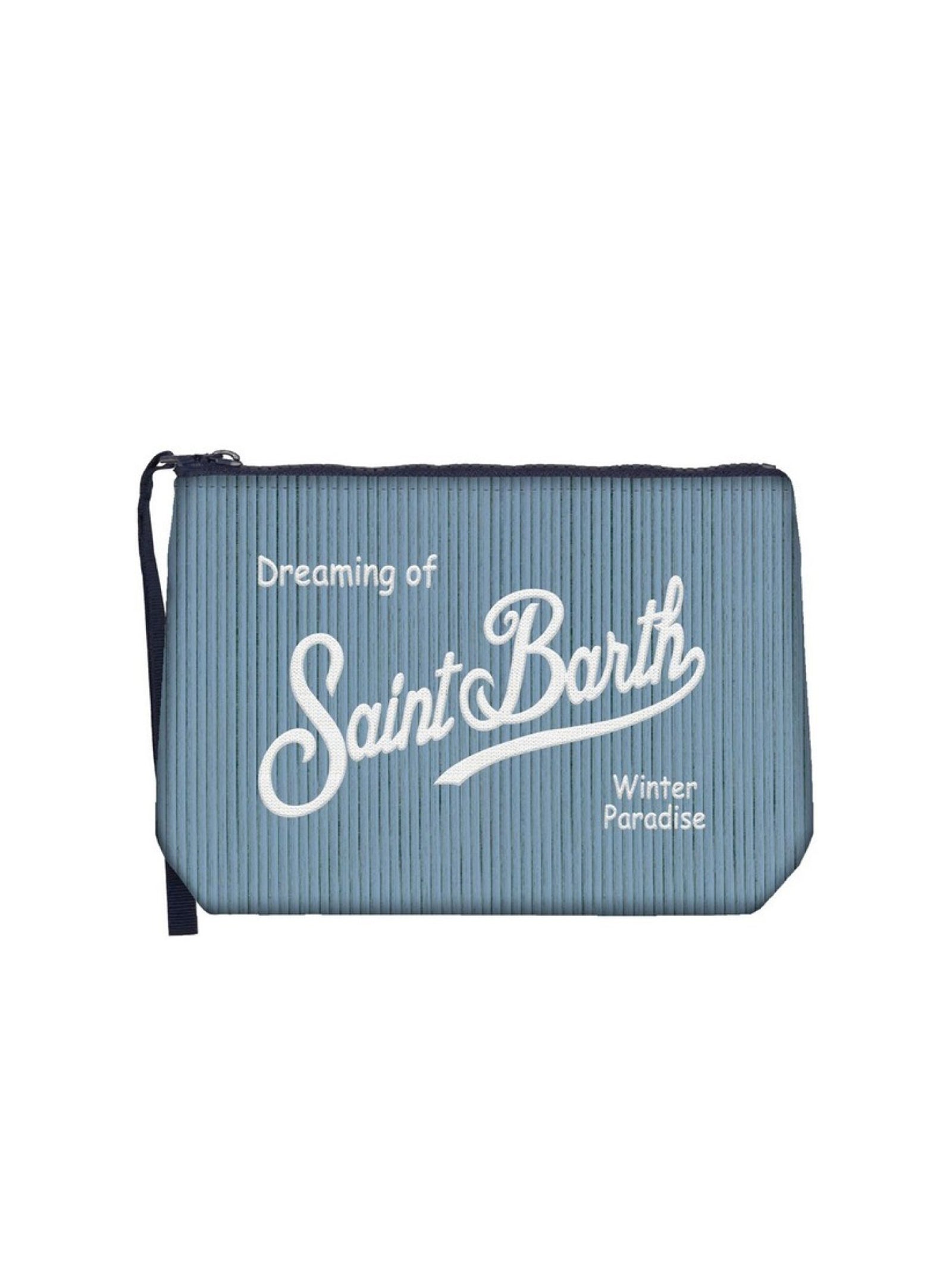 Saint Barth Pochette Aline Corduroy Celeste-1