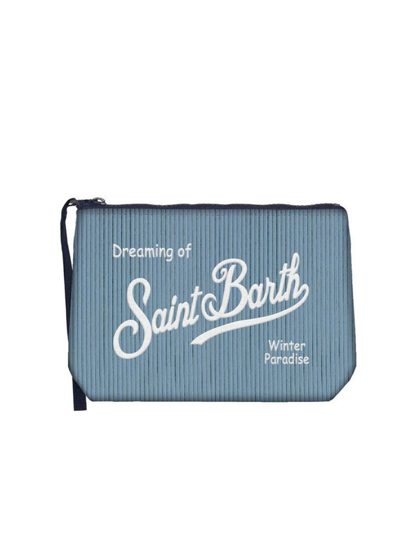 Saint Barth Pochette Aline Corduroy Celeste