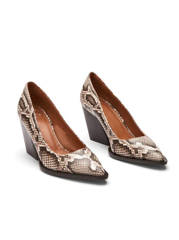 Capena Linen Printed Snake Pumps-2