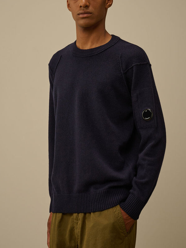 Cp Company Lambswool Grs Crewneck Lens Sweater Total Eclipse-2