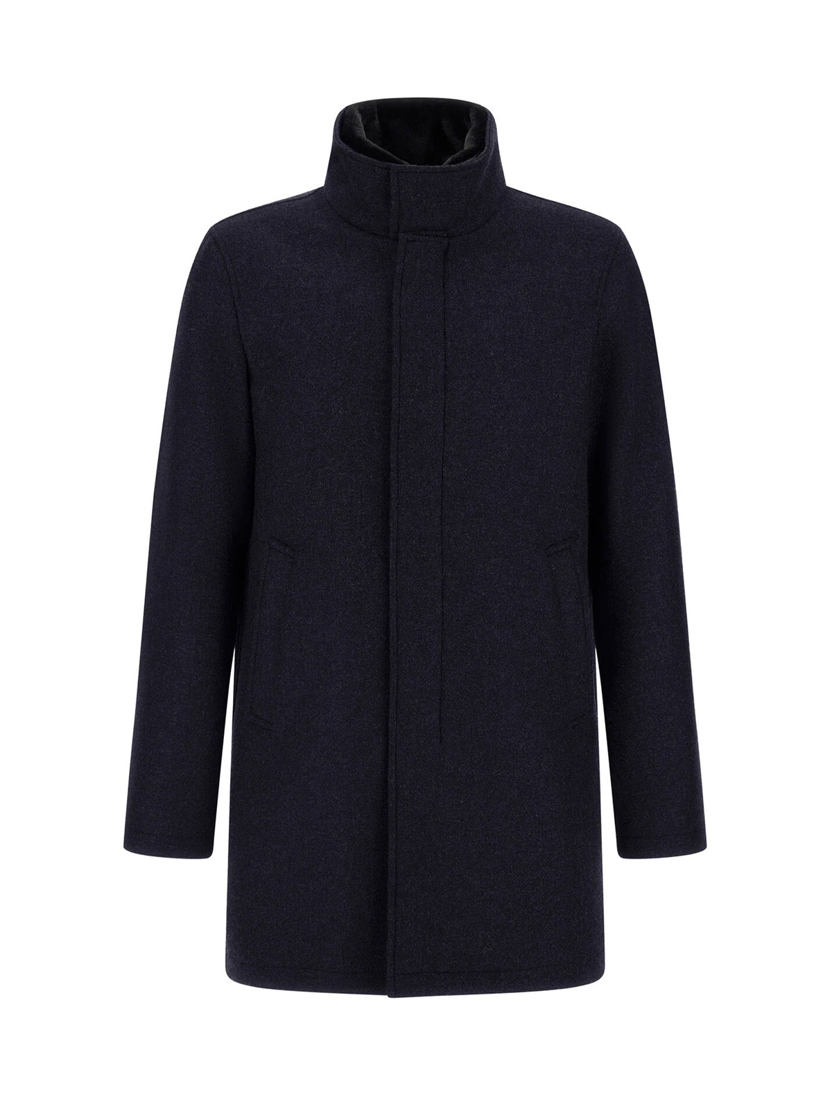 Herno Cappotto Collo Ecopelliccia Blu-1