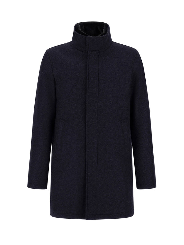 Herno Cappotto Collo Ecopelliccia Blu