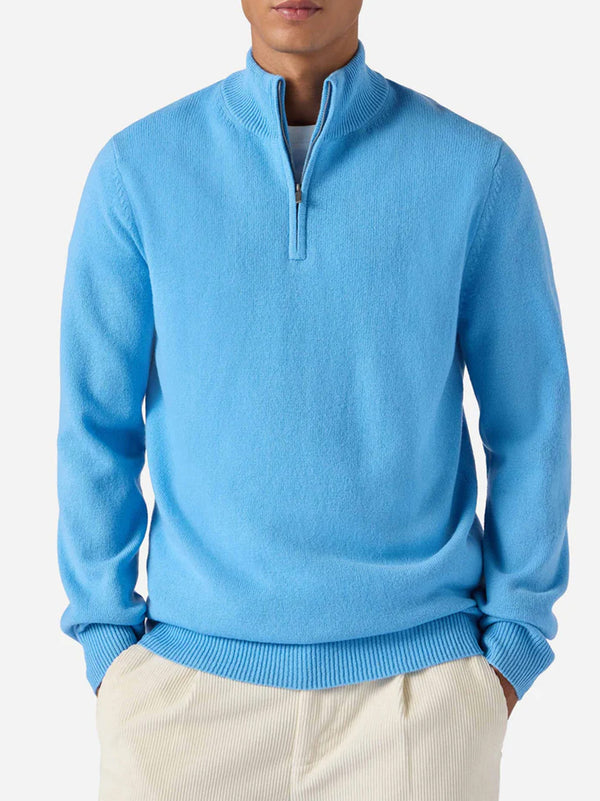 Saint Barth Pullover A Mezza Zip Jermyn In Lambswool Azzurro-2