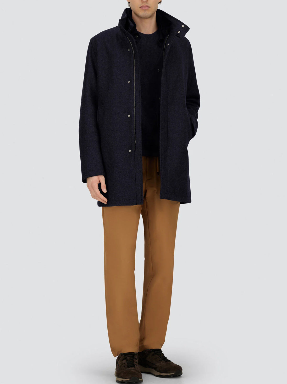 Herno Cappotto Collo Ecopelliccia Blu-2