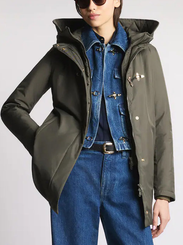 Fay Toggle Coat Tecnico Db Front Verde-2