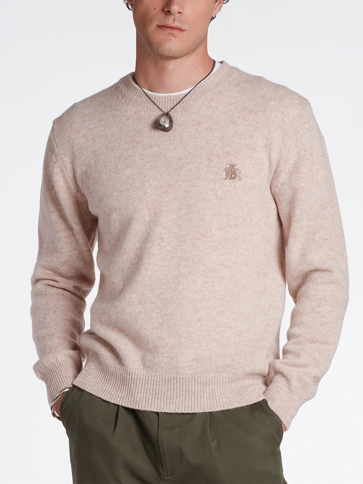 Baracuta Maglia girocollo Shetland Antique White-3