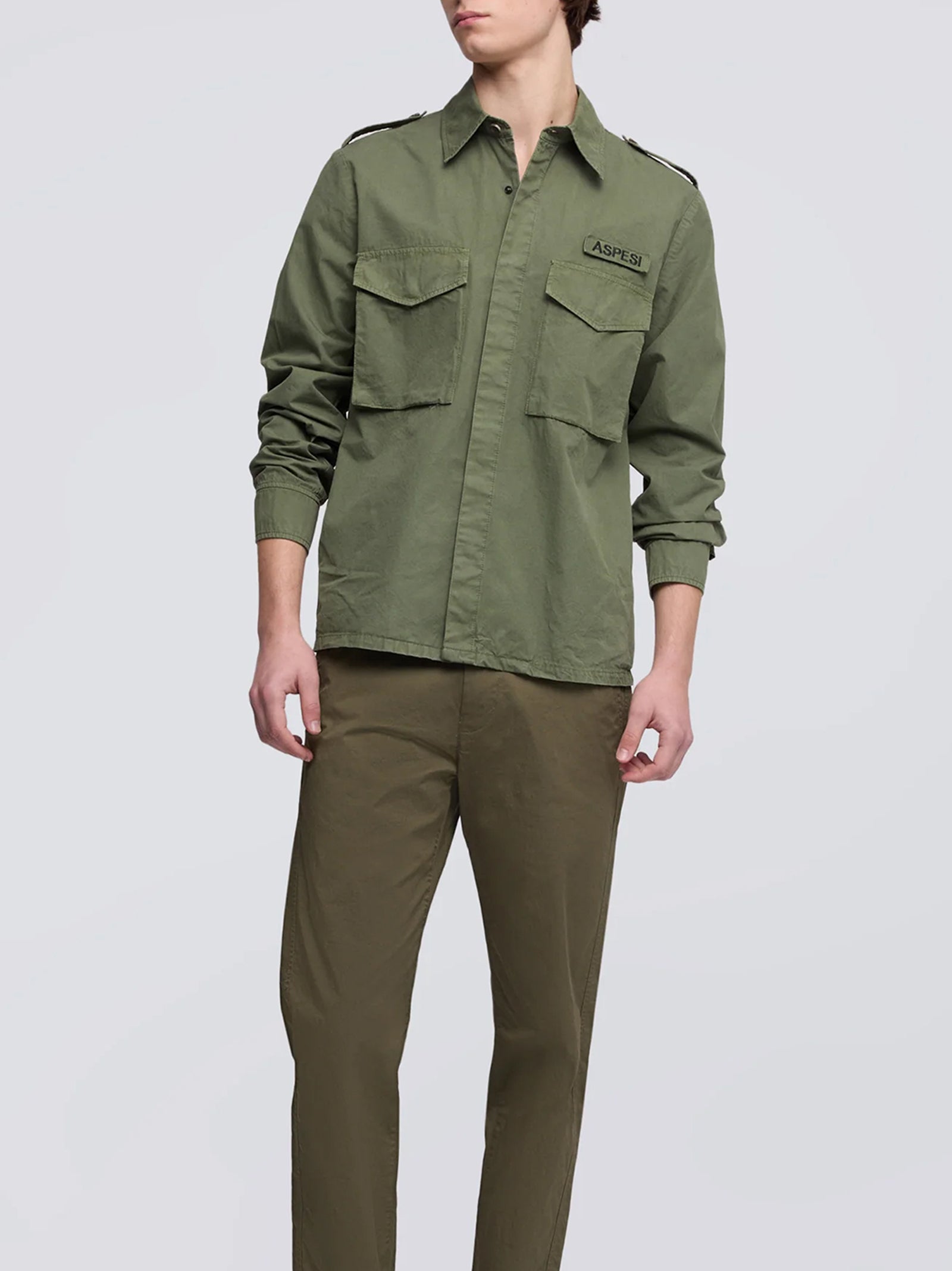 Aspesi Camicia Militare In Cotone Verde-2