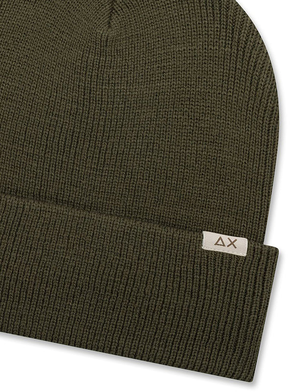 Sun68 Berretto Beanie In Misto Lana A Costine Verde Militare Scuro-2