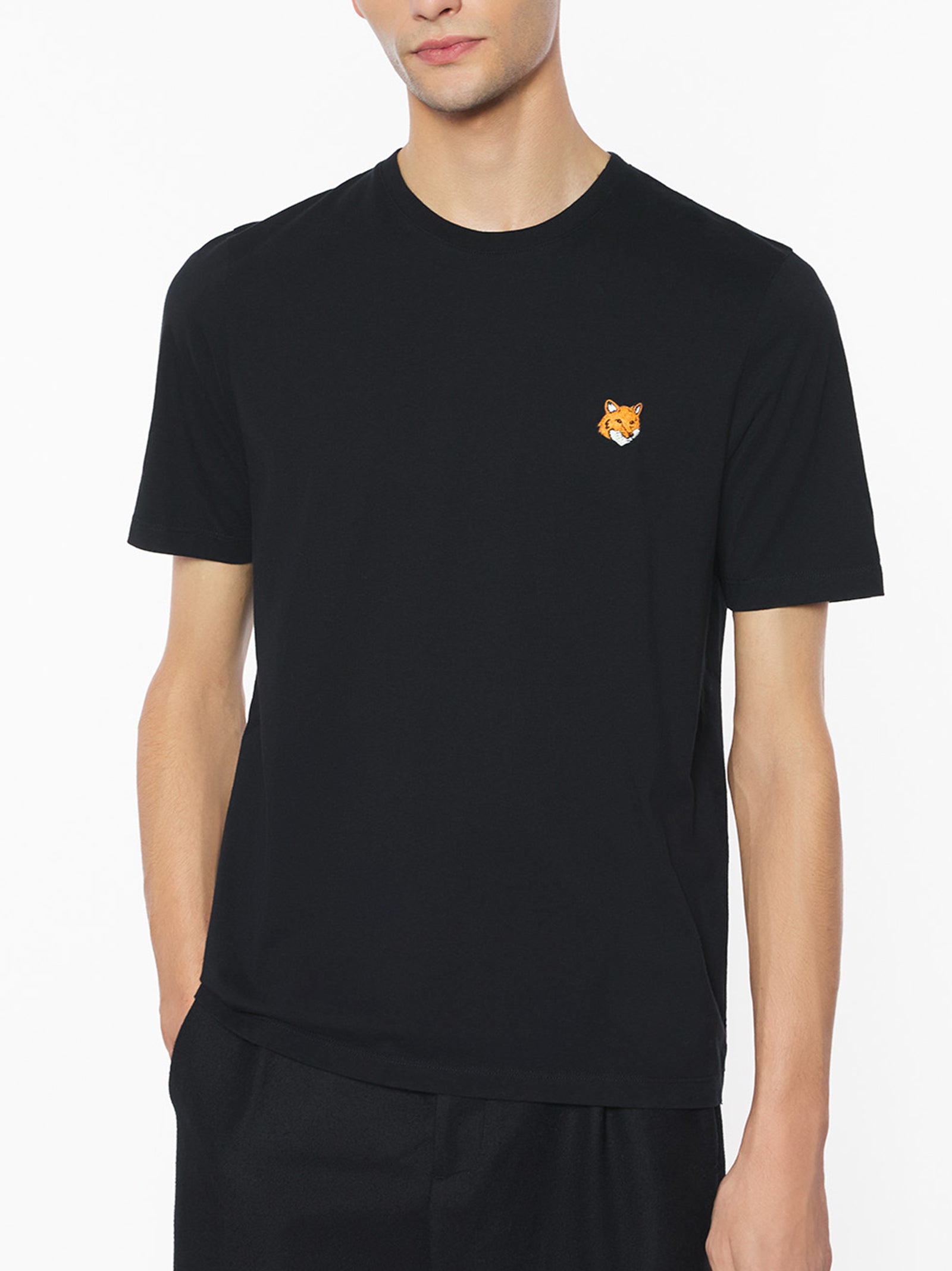 Maison Kitsune Fox Head Regular Tee-Shirt Nera-3