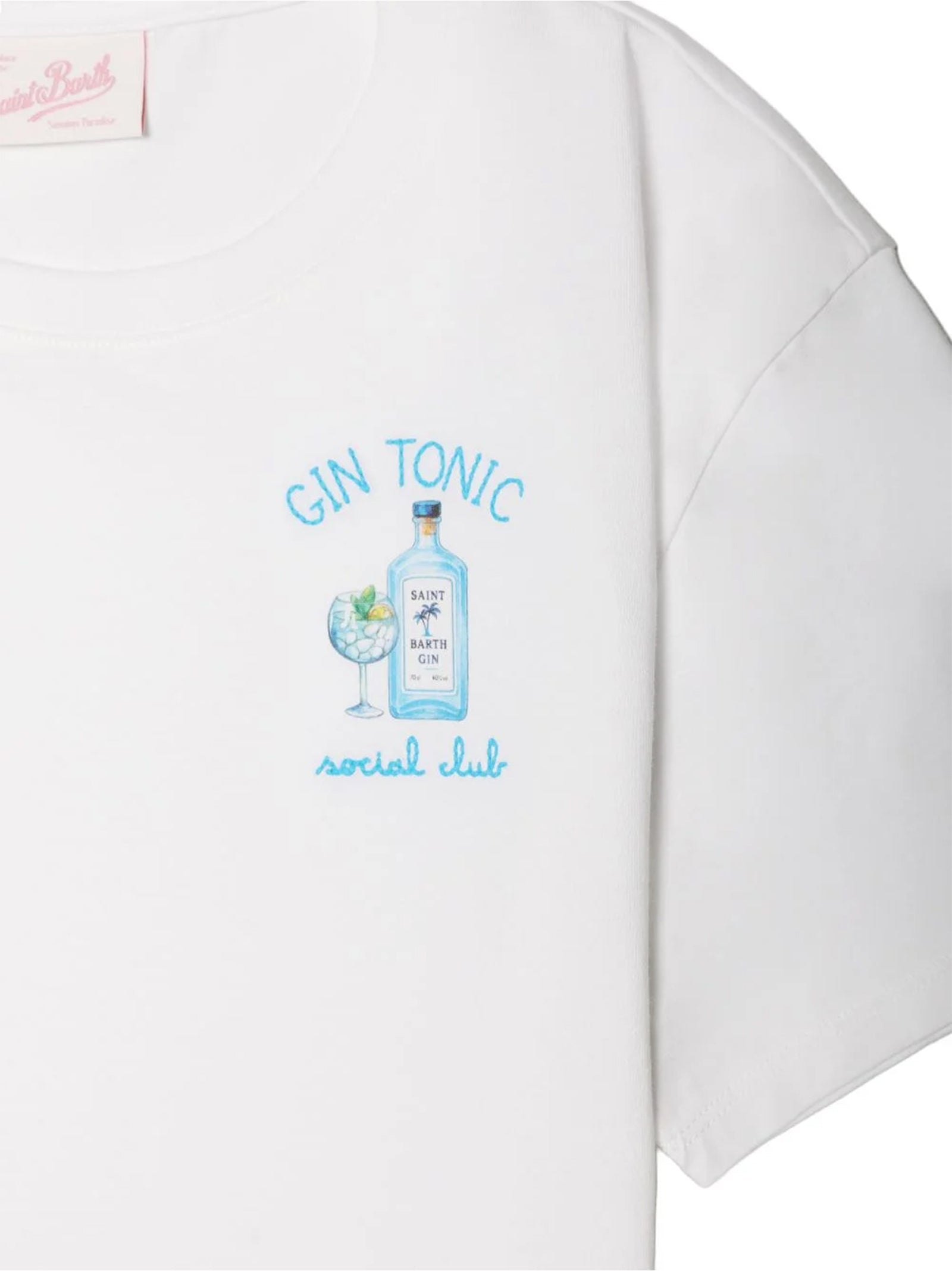 Saint Barth T-Shirt Social Club Gin Bianca-2