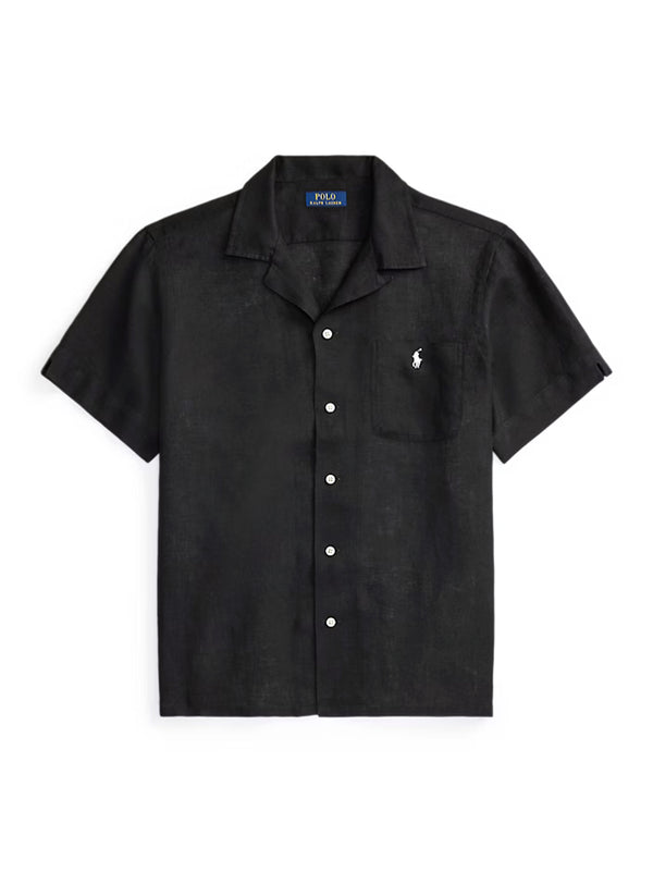 Polo Ralph Lauren Camicia Maniche Corte Lino Nera