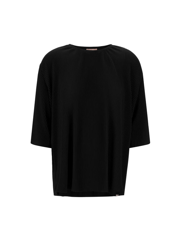 Herno T-Shirt Resort In Jersey Plissé Nera
