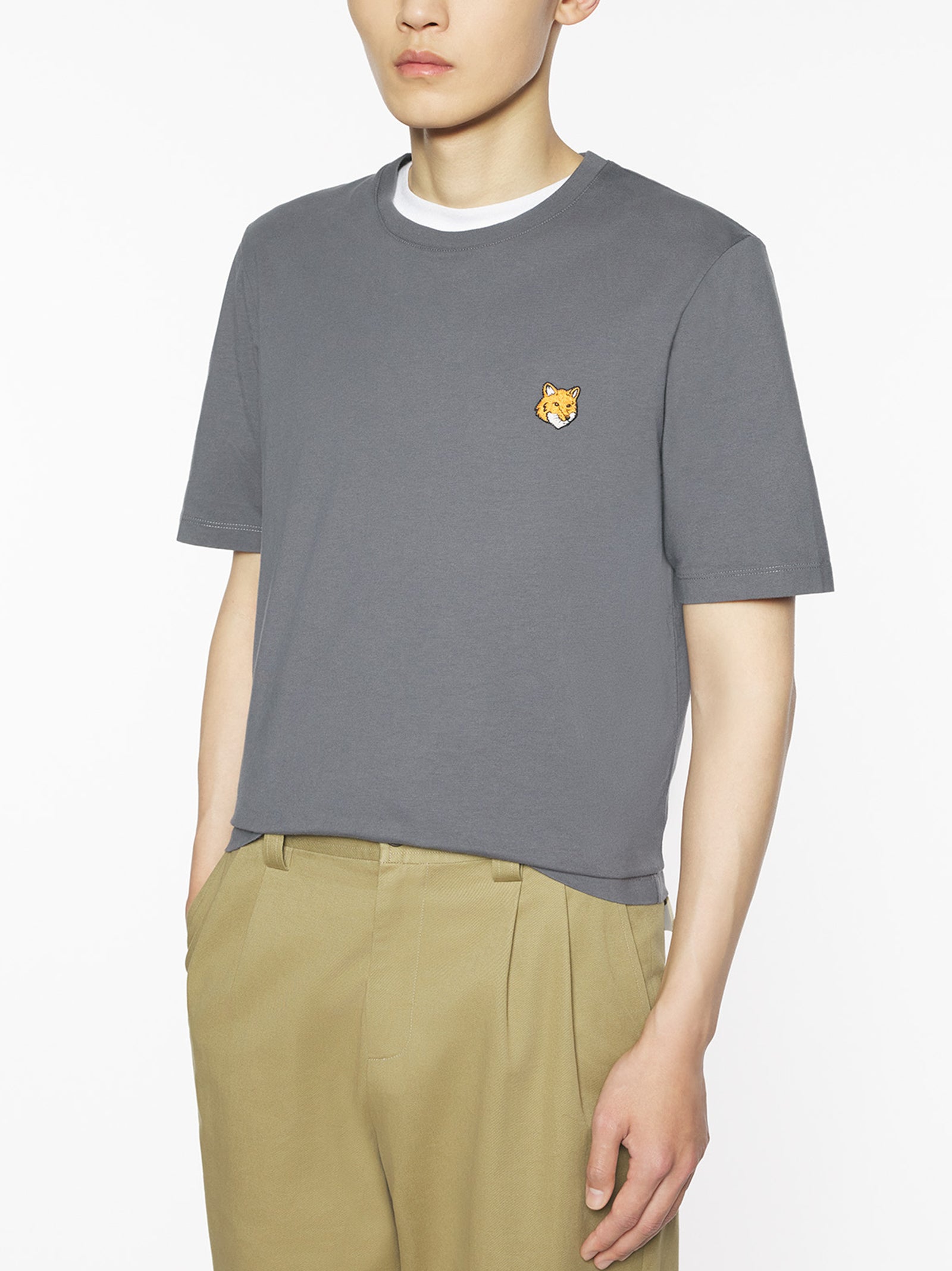 Maison Kitsune Fox Head Regular Tee-Shirt Charcoal-3