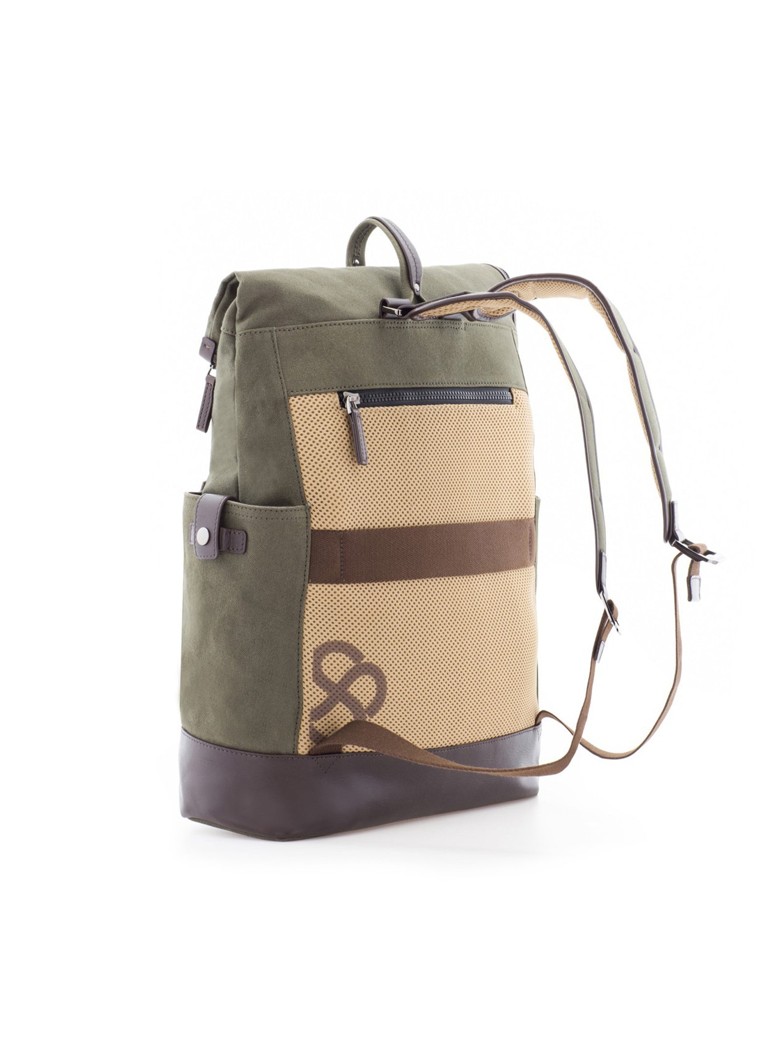 African Baobab Zaino Con Patta In Canvas E Pelle-3