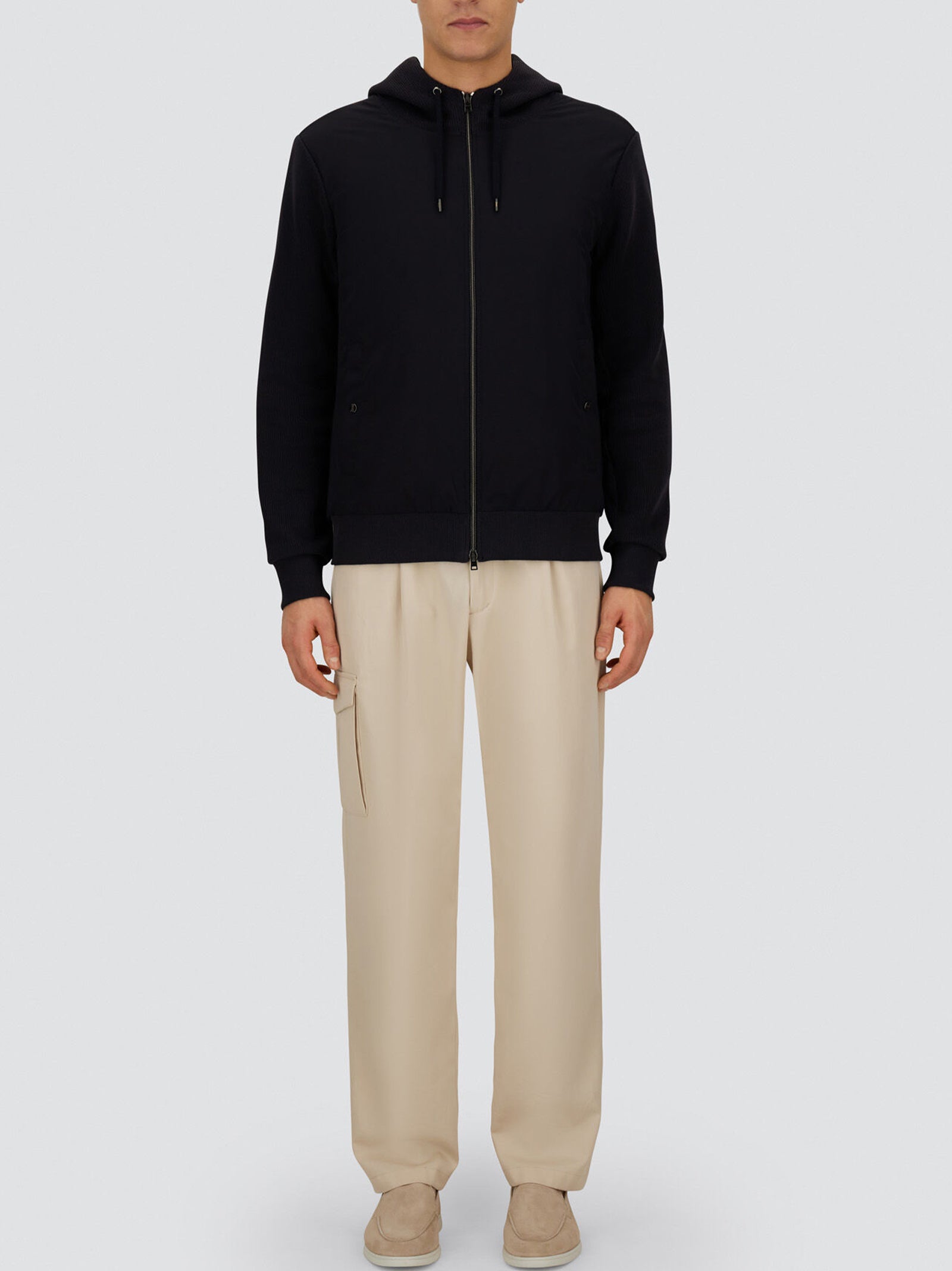 Giacca Felpa Herno Resort In Knit Effect Interlock E Travel Nylon Ponente-2