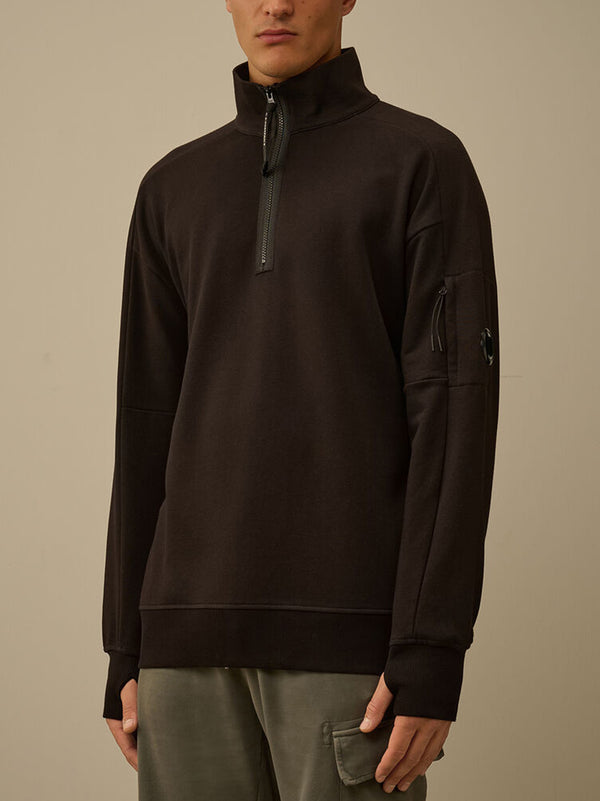 Cp Company Diagonal Raised Fleece Half Zip Sweatshirt-2