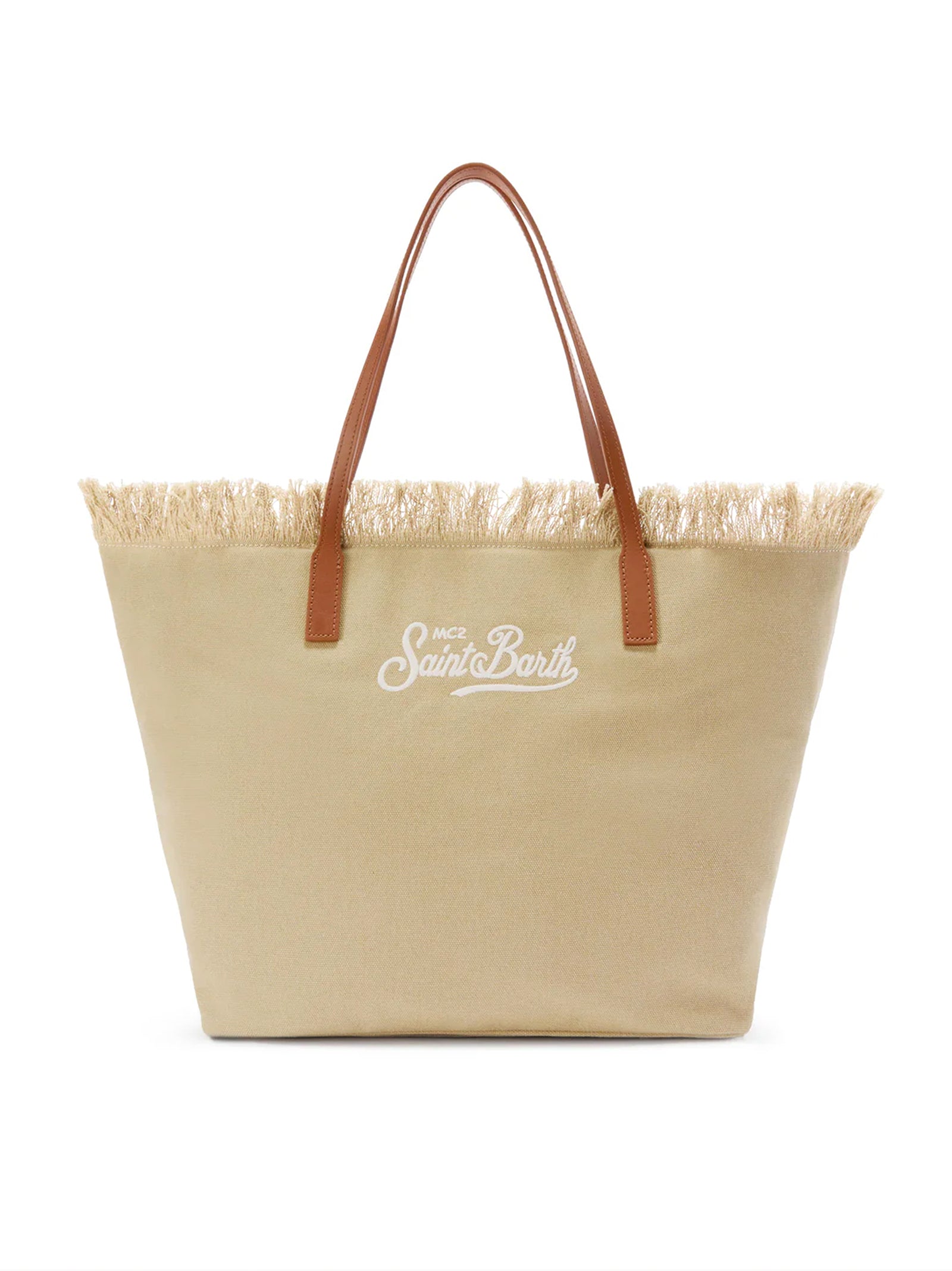 Borsa City Regular In Canvas Beige Con Frange-1