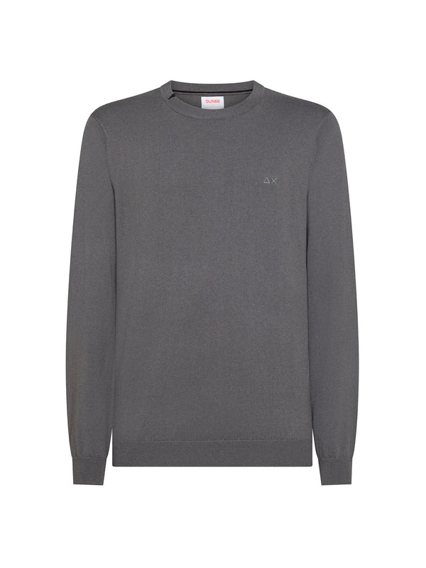 Sun68 Maglia Girocollo In Misto Lana Grigio Scuro