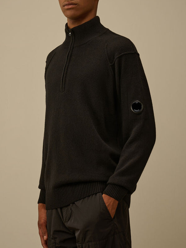 Cp Company Lambswool Grs Half Zip Sweater Black-2