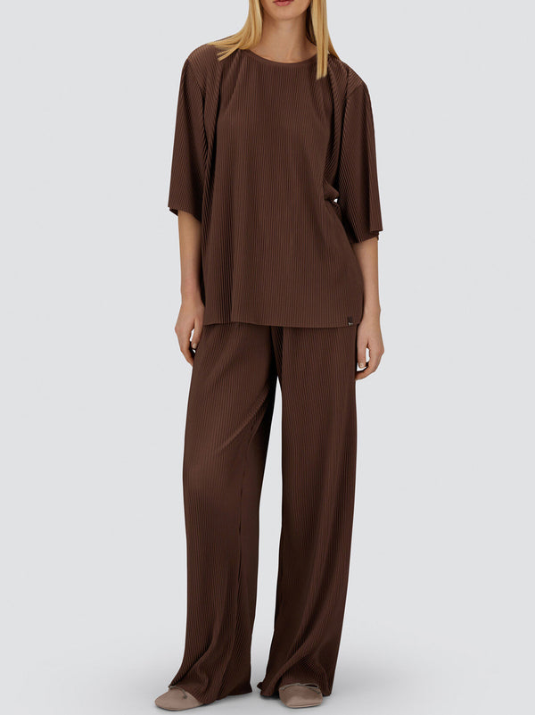 Herno T-Shirt Resort In Jersey Plissé Marrone-2