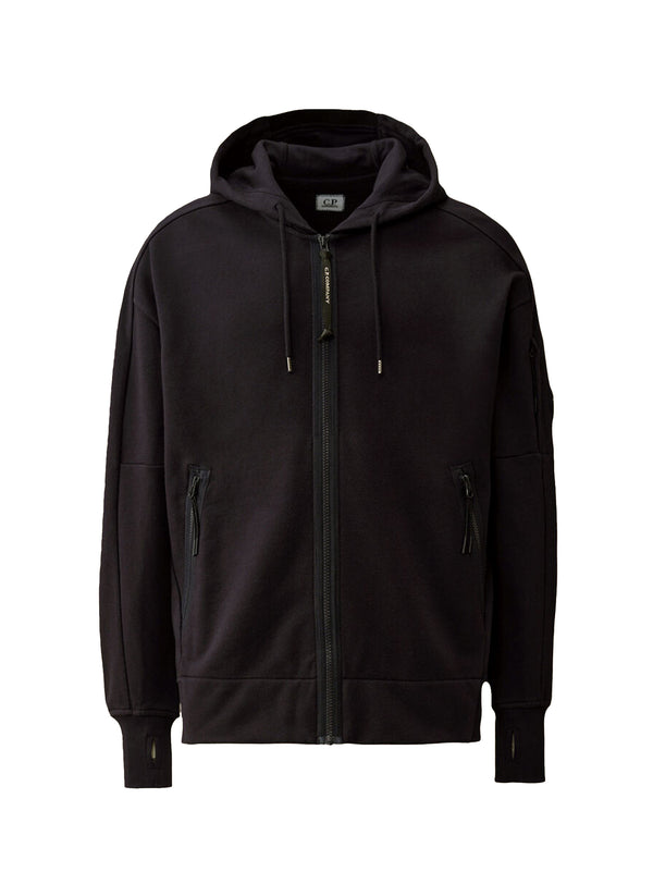 Cp Company Diagonal Raised Fleece Hooded Full Zip Sweatshirt - uomo total eclipse