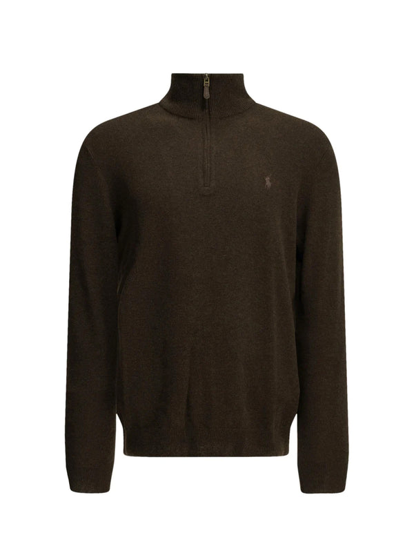 Polo Ralph Lauren Maglia Lana Mezza Zip Brown