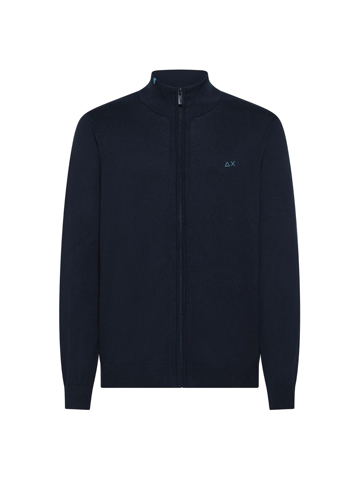 Sun68 Cardigan In Maglia Di Cotone Con Zip Blu Navy-1