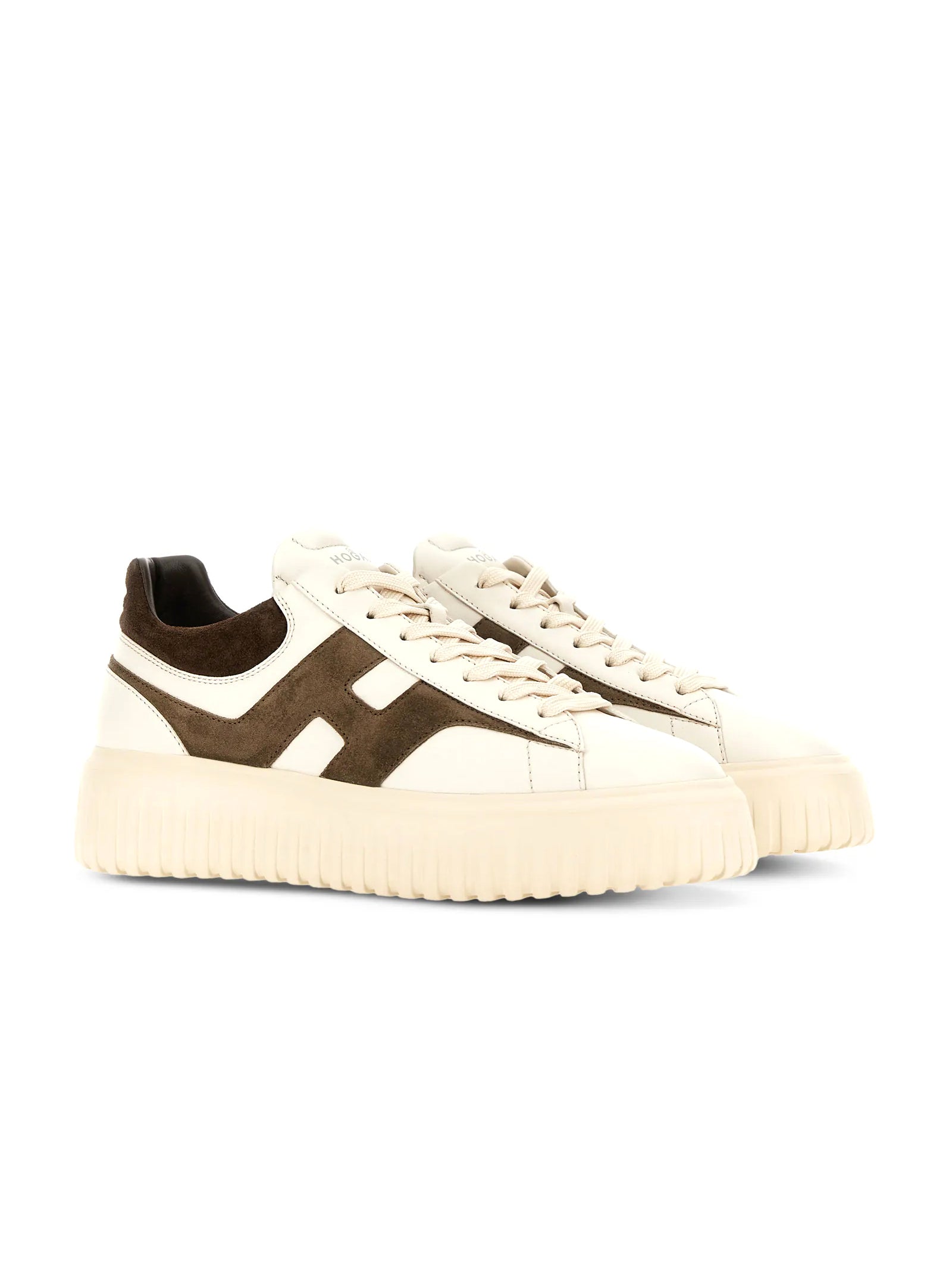 Hogan Sneakers H-Stripes Avorio Marrone-2