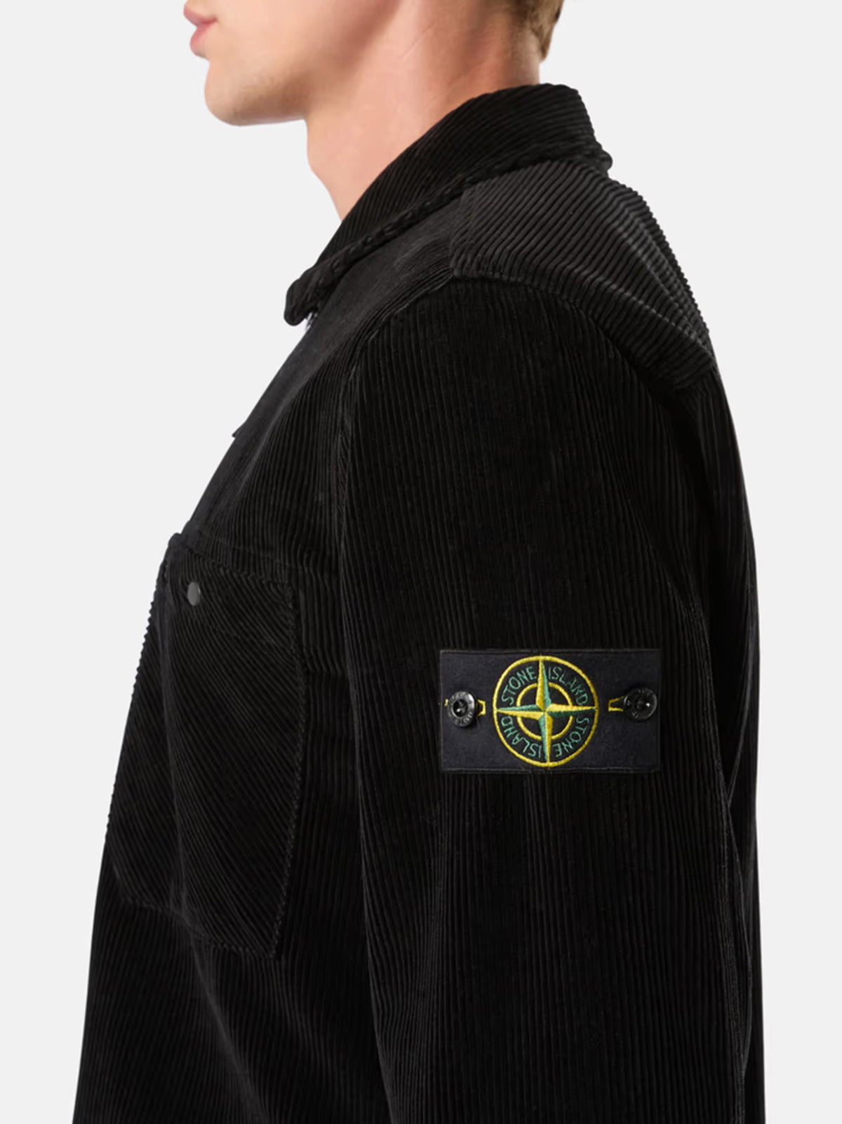 Stone Island Overshirt in velluto a coste nera-4