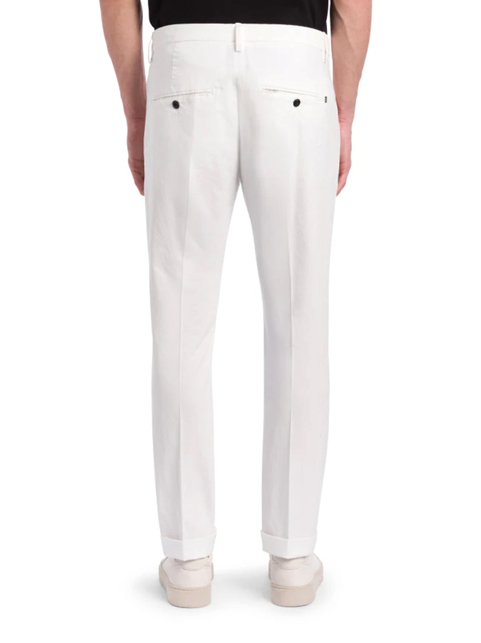 Dondup Pantaloni Gaubert Slim In Gabardina Leggera Bianco-3