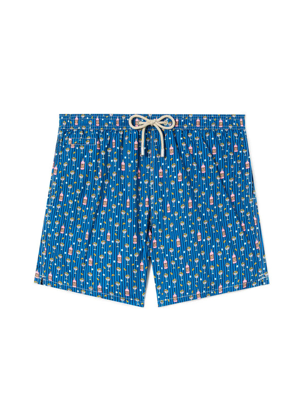 Costume Mare Lighting Micro Navy Con Stampa Cocktail All-Over di SAINT BARTH - uomo bluette