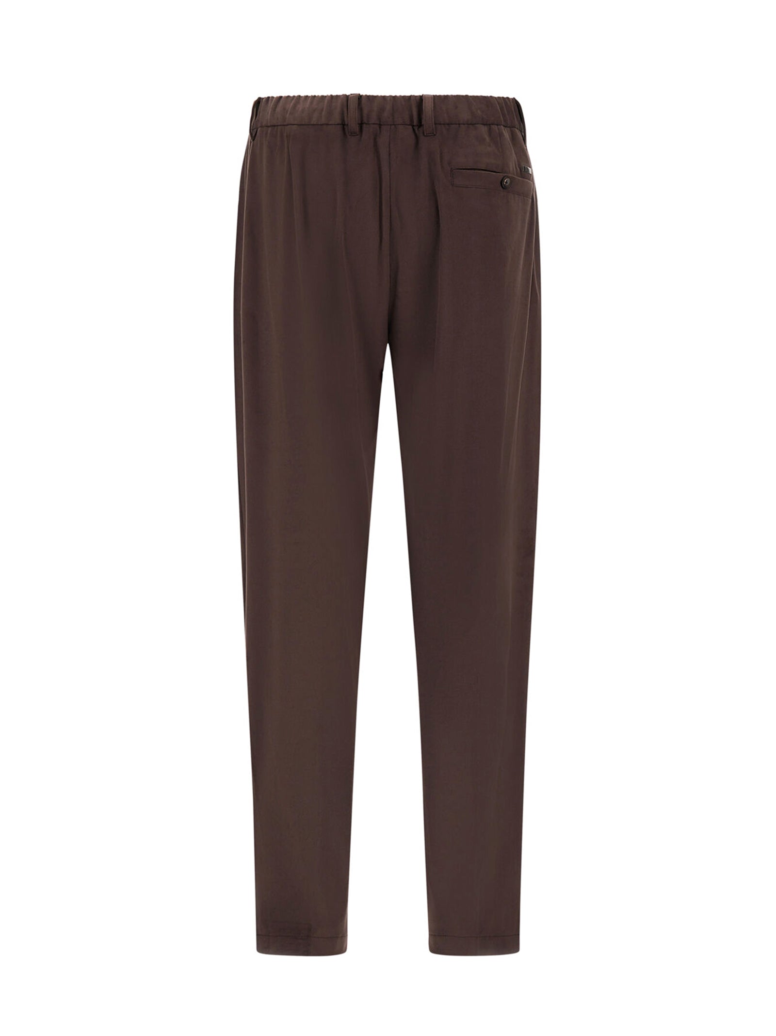 Herno Pantaloni Resort In Microfibra Effetto Suede Marrone-2