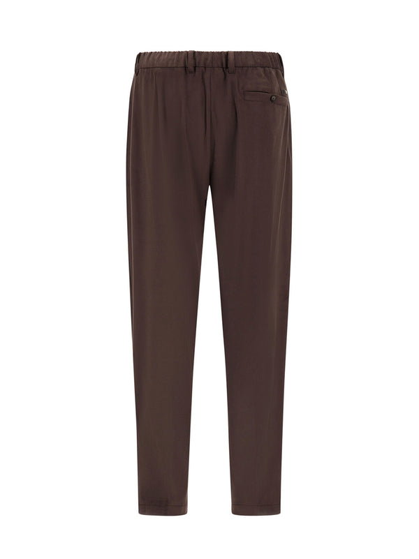 Herno Pantaloni Resort In Microfibra Effetto Suede Marrone-2