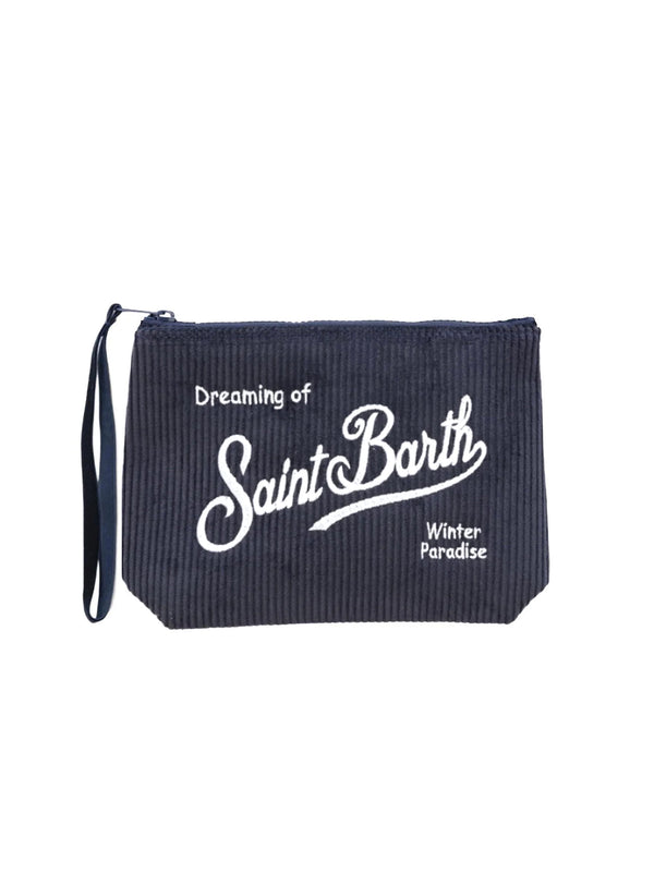 Pochette Saint Barth Aline Corduroy Blu