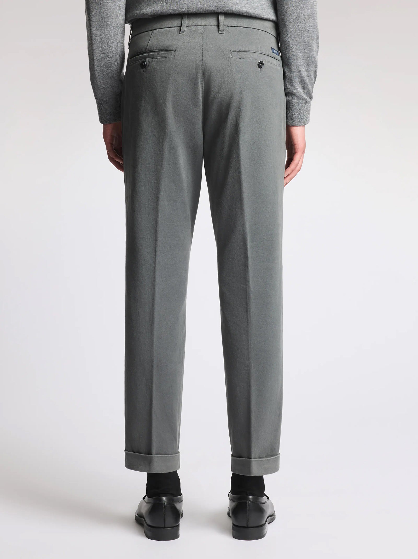 Fay Pantaloni Slim Fit In Gabardine Di Cotone Grigio-3