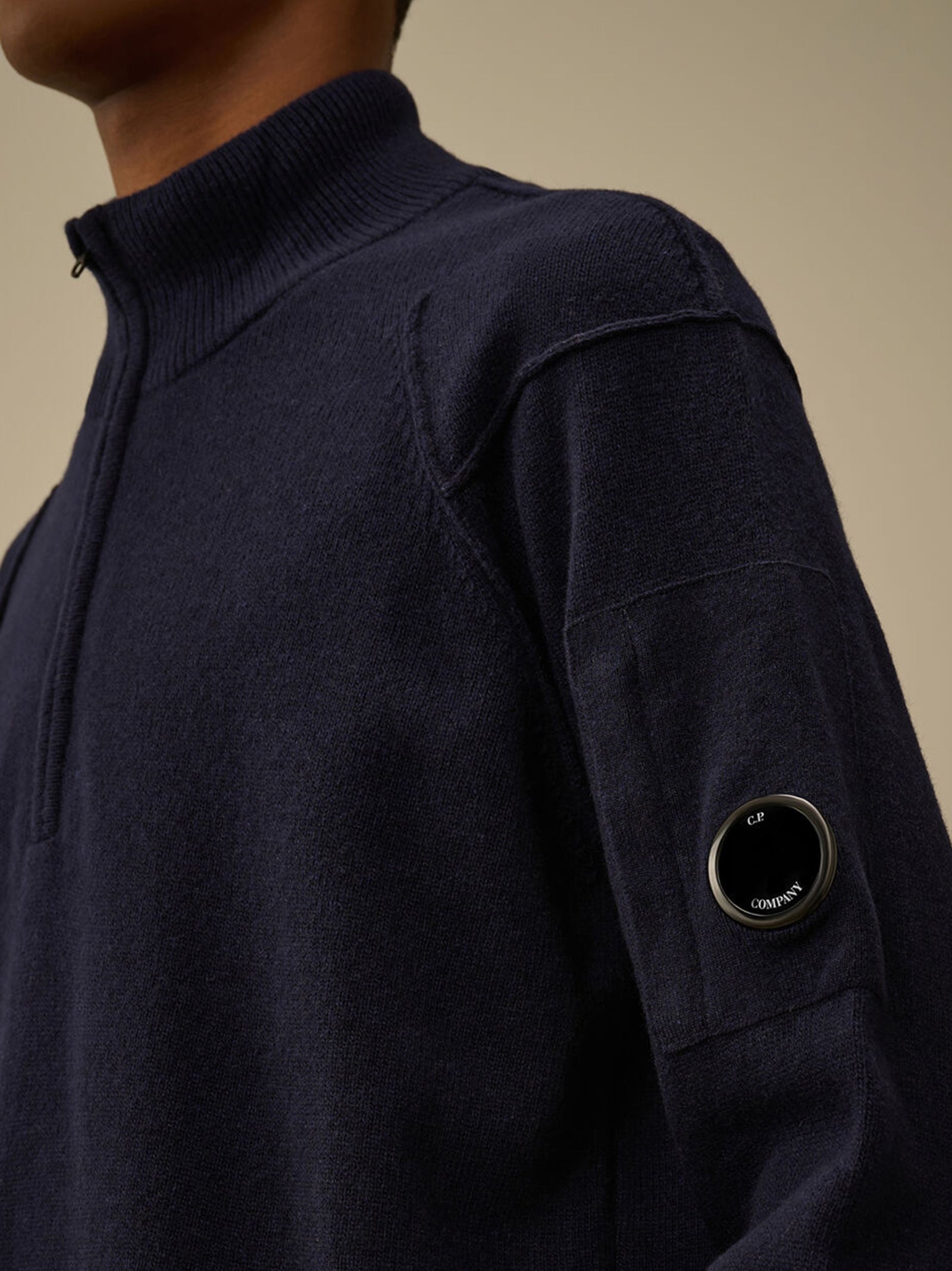 Cp Company Lambswool Grs Half Zip Sweater Total Eclipse-3