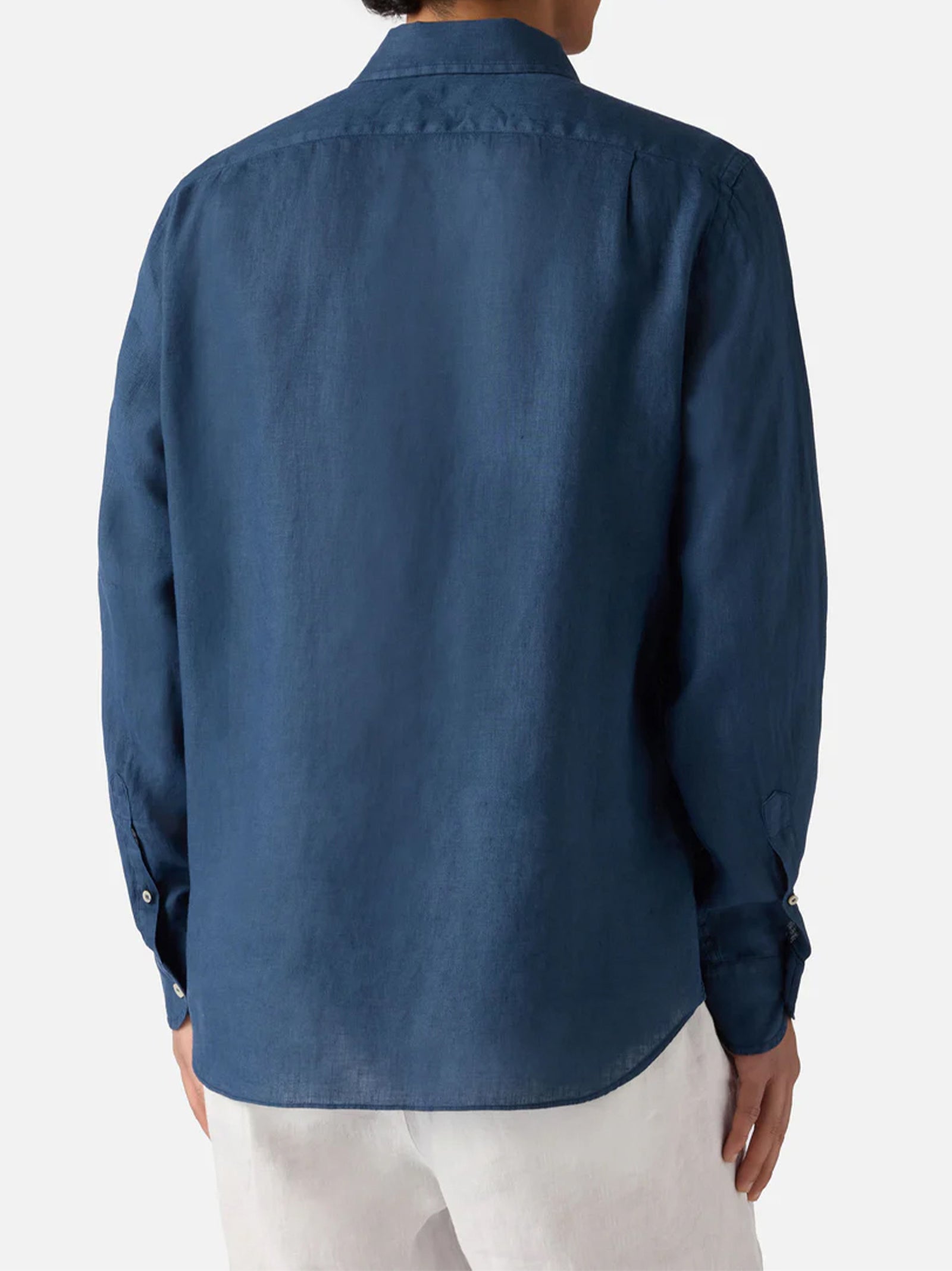 Camicia Raphael In Puro Lino Blu Navy-3