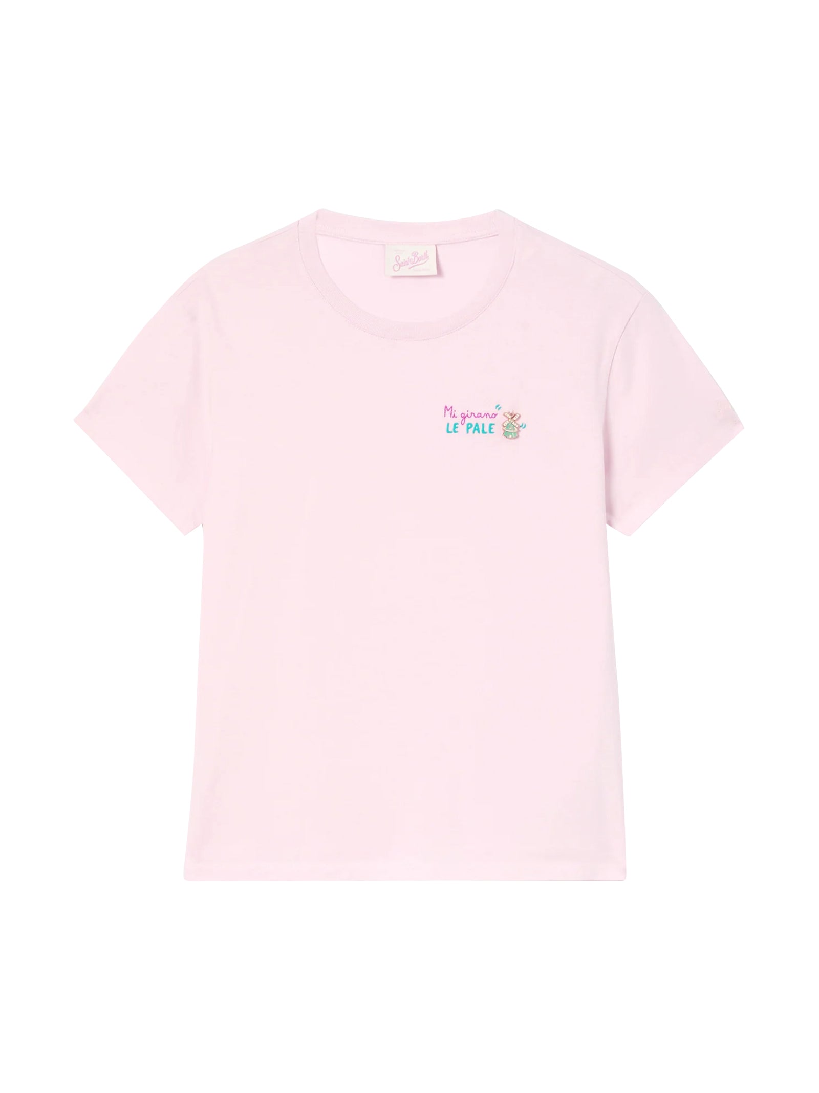 Saint Barth T-Shirt Emilie Rosa Con Ricamo Mi Girano Le Pale-1