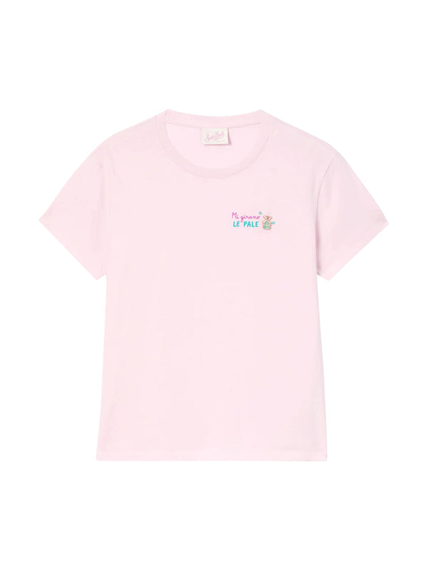 SAINT BARTH T-SHIRT EMILIE ROSA CON RICAMO MI GIRANO LE PALE-SAINT BARTH-EMI0001 01041L