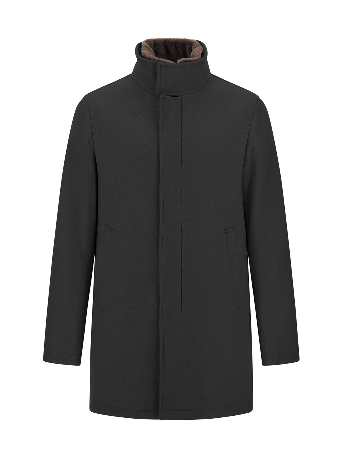 Herno Cappotto Collo Ecopelliccia Nero-1
