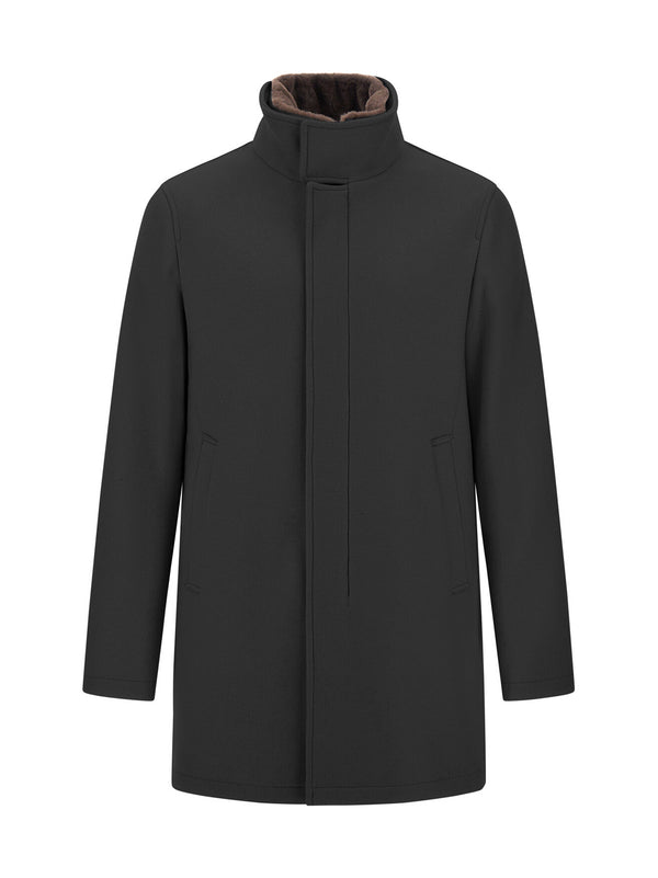 HERNO CAPPOTTO COLLO ECOPELLICCIA NERO-HERNO-CA000214U33344 9300