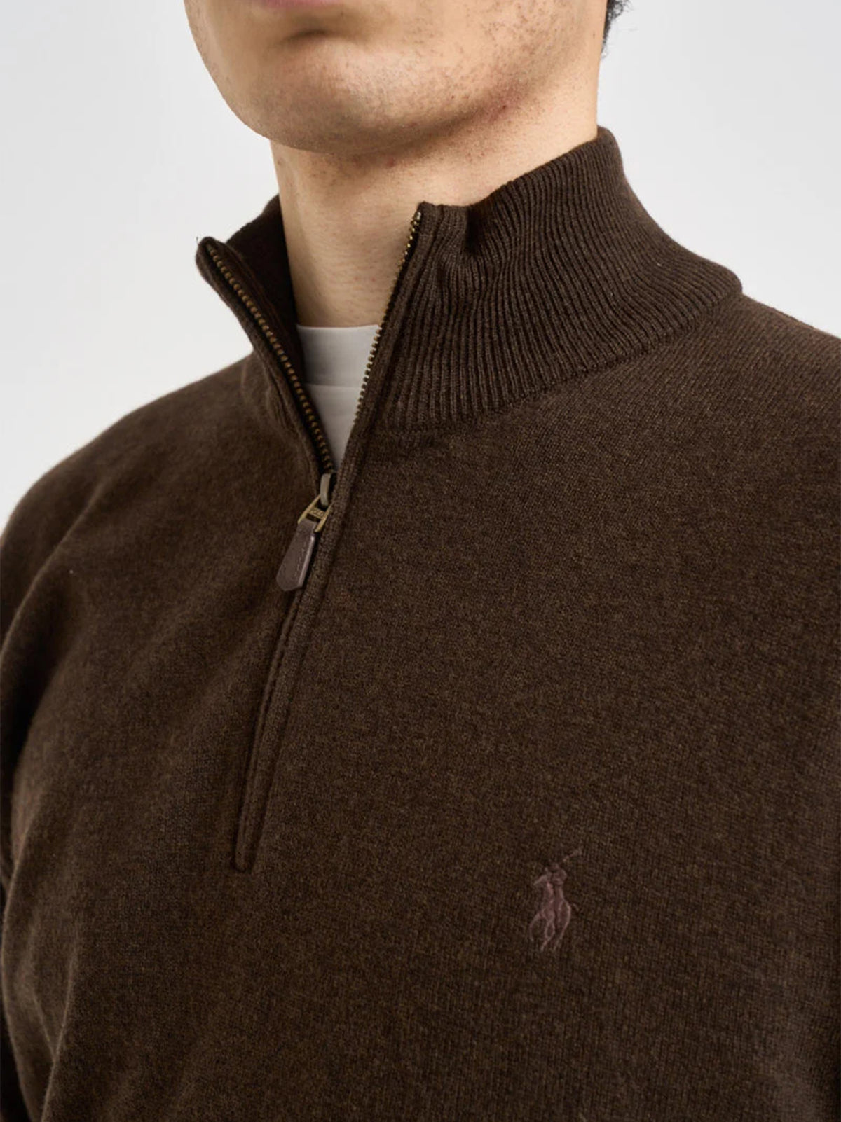 Polo Ralph Lauren Maglia Lana Mezza Zip Brown-3