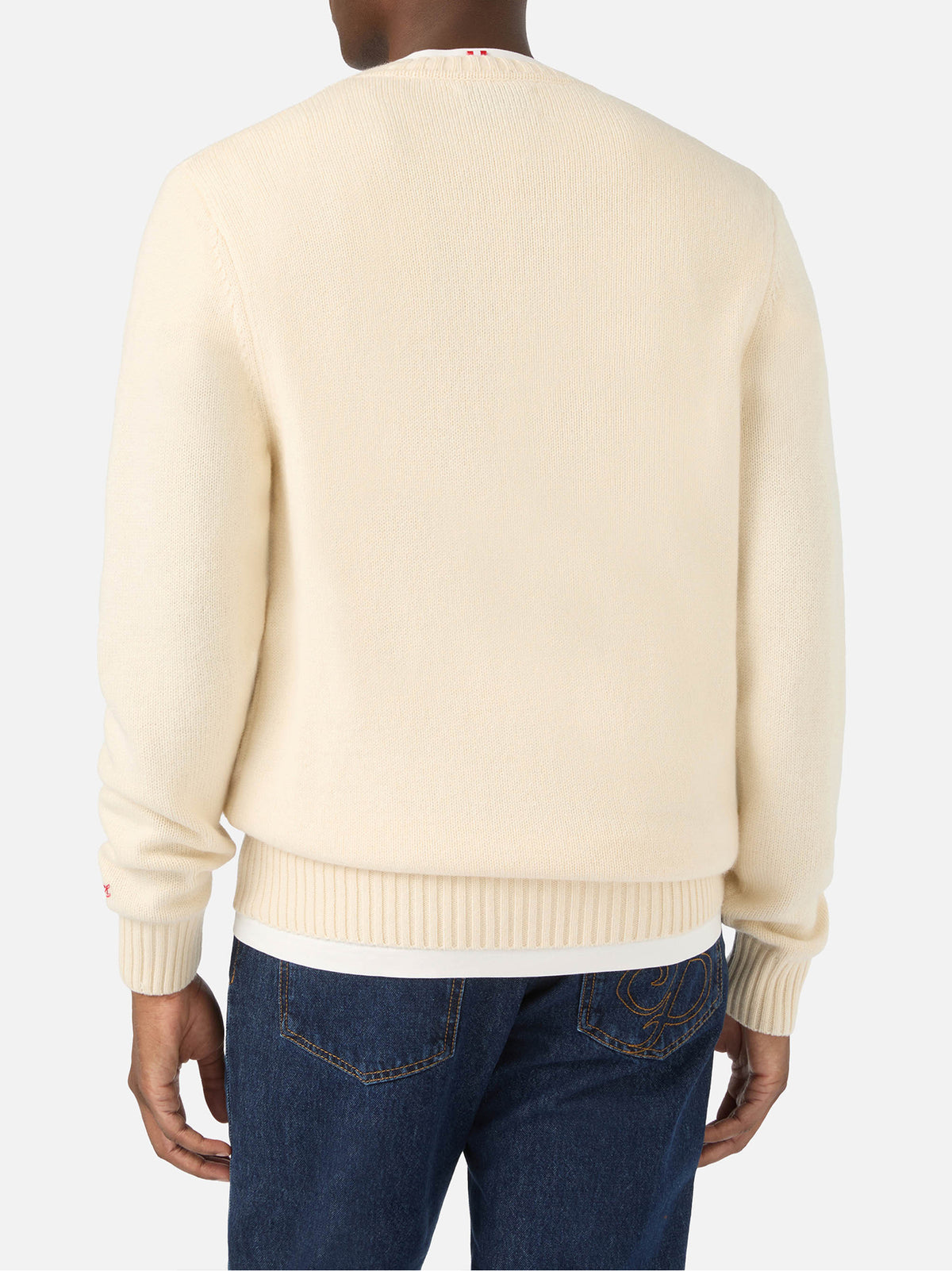 Saint Barth Maglia Girocollo Panna Intarsio E Ricamo Snoopy | Special Edition-3