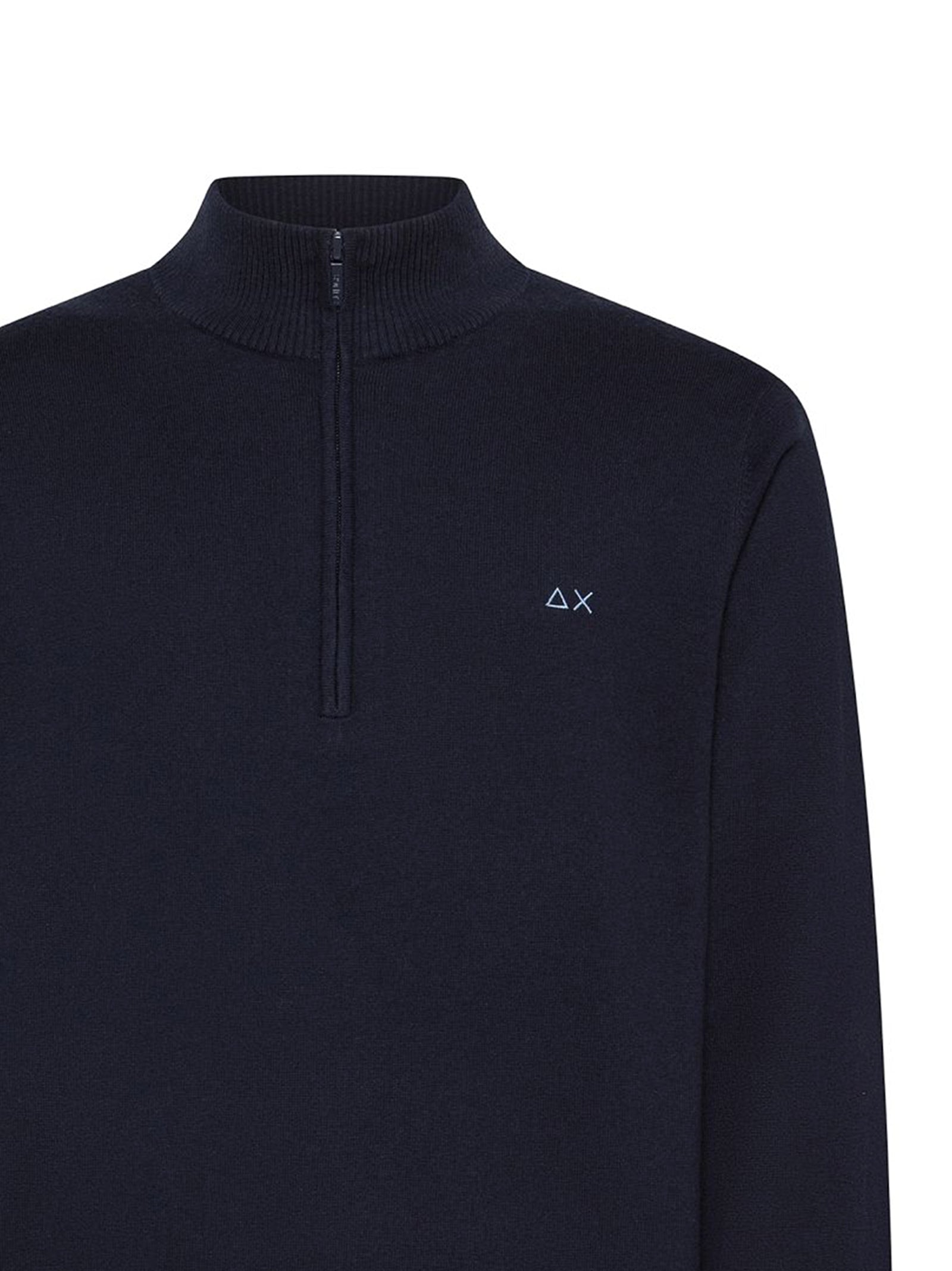 Sun68 Maglia In Cotone E Lana Con Zip Navy Blue-2